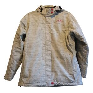 Polar‎ Edge Women's Medium Hooded Insulated Jacket Gray Pink Accents Full Zip